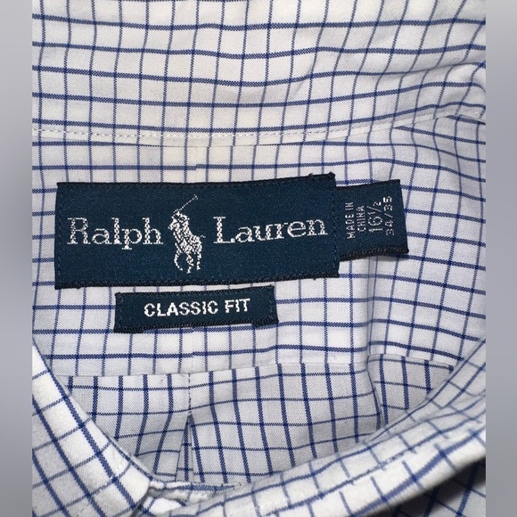 Ralph Lauren Classic Fit Performance Shirt - Sky Blue/White - Size 16 1/2 - Picture 7 of 7